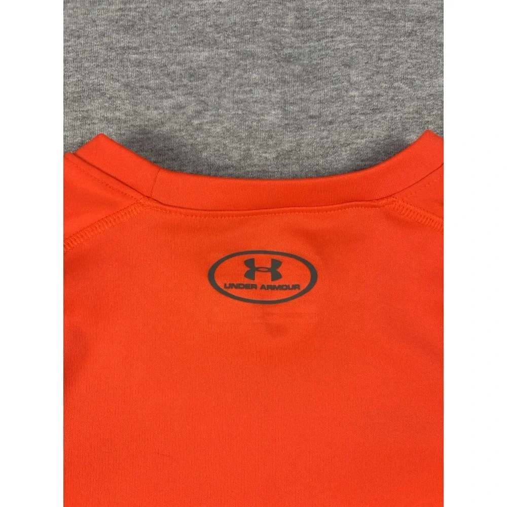 Boys Orange Under Armour HeatGear Pullover Long Sleeve Shirt Youth Medium YMD